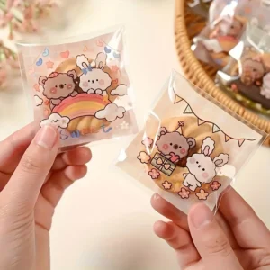 200pcs Cute Kawaii Rabbit & Bear Self-Adhesive Treat Bags
