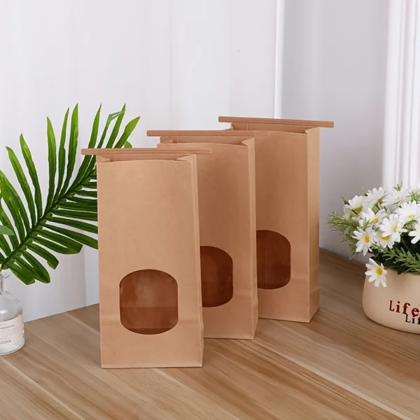 Kraft Paper Food Storage Bags with Clear Window