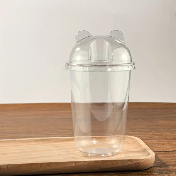 1 set includes 50 cups and 50 lids, disposable milk tea cups and ice coffee cups