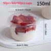 50pcs cake cups with lids, transparent dessert cups 150ml