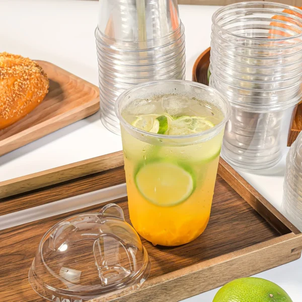 1 set includes 50 cups and 50 lids, disposable milk tea cups and ice coffee cups